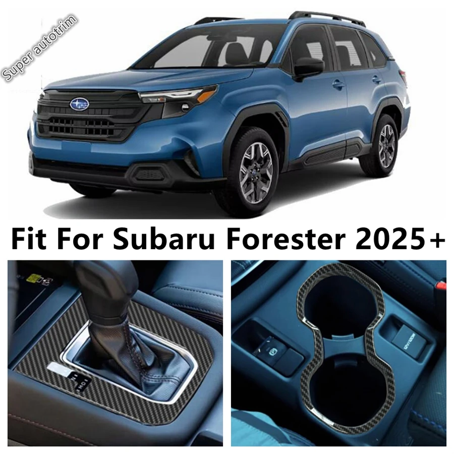 

Carbon Fiber Central Control Gear Shift Water Cup Holder Panel Frame Cover Trim Accessories Interior For Subaru Forester 2025