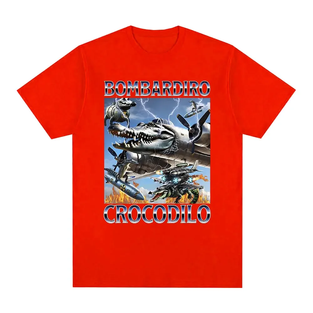 Bombardiro Crocodilo Crocodile Plane Bomber Funny Meme T-shirt Women Casual Short Sleeve T Shirts Comfort T-shirts