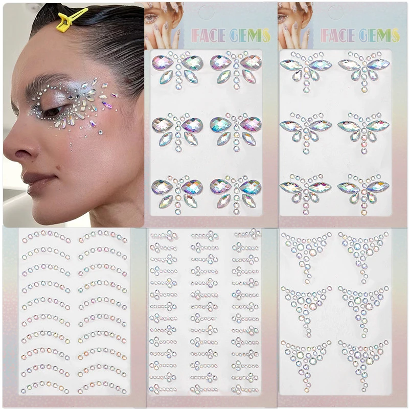 

Eyebrow Tattoo Sticker Glitter Eyeliner Eyebrow Makeup Face Eyes Diamond Temporary Tattoo Rock Rhinestone 3d Eyeliner Stickers