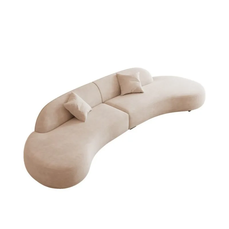 

Italian fabric minimalist sofa living room small apartment modern curved creative design lamb
