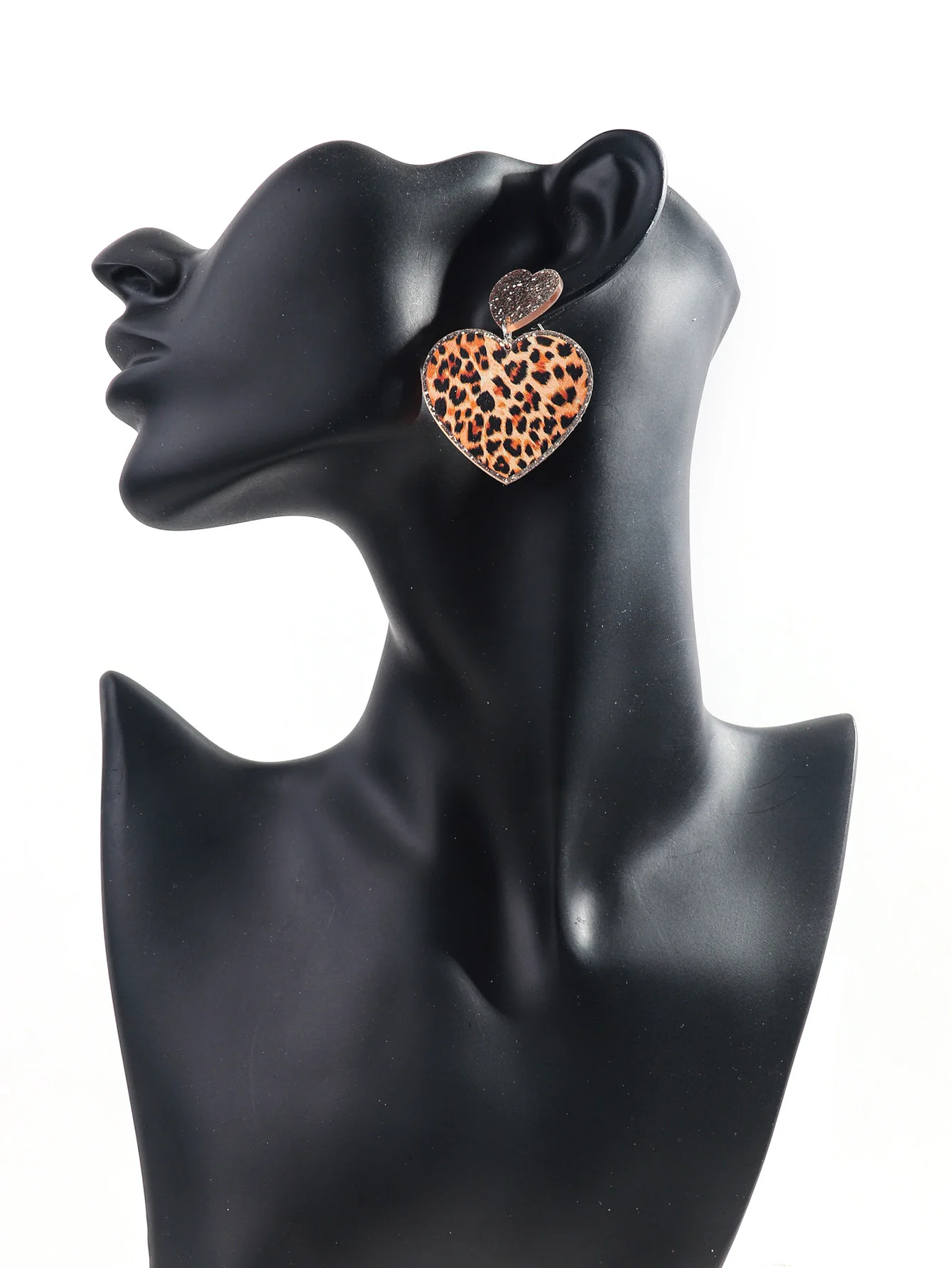 Vintage Acrylic Leopard Heart Dangle Earrings for Women Girls Shiny Geometric Love Leopard Dots Earrings Jewelry Party Gifts