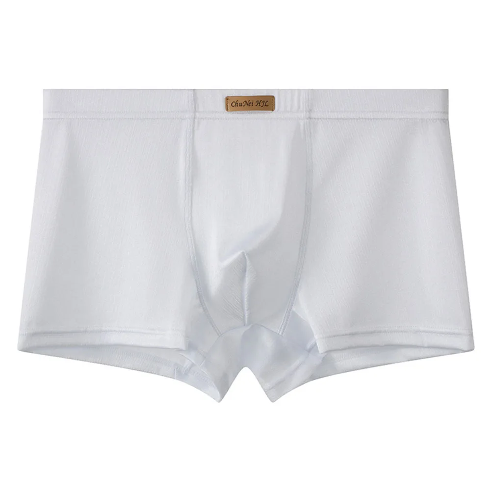 1pc Men Fine-Shimmer Glossy Boxer Shorts Large Size U Convex Bulge Pouch Underwear Smooth Breathable Comfortable Home Panties