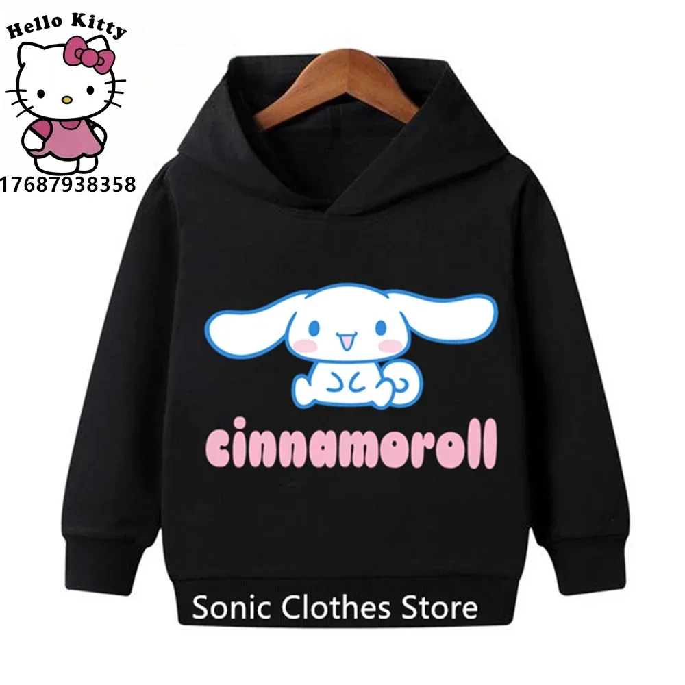 

Sanrio Cinnamoroll Hoodie for Kids Sweatshirts Kawaii Girls Pullover Anime Cartoons 2-14y Boy Casual Tops