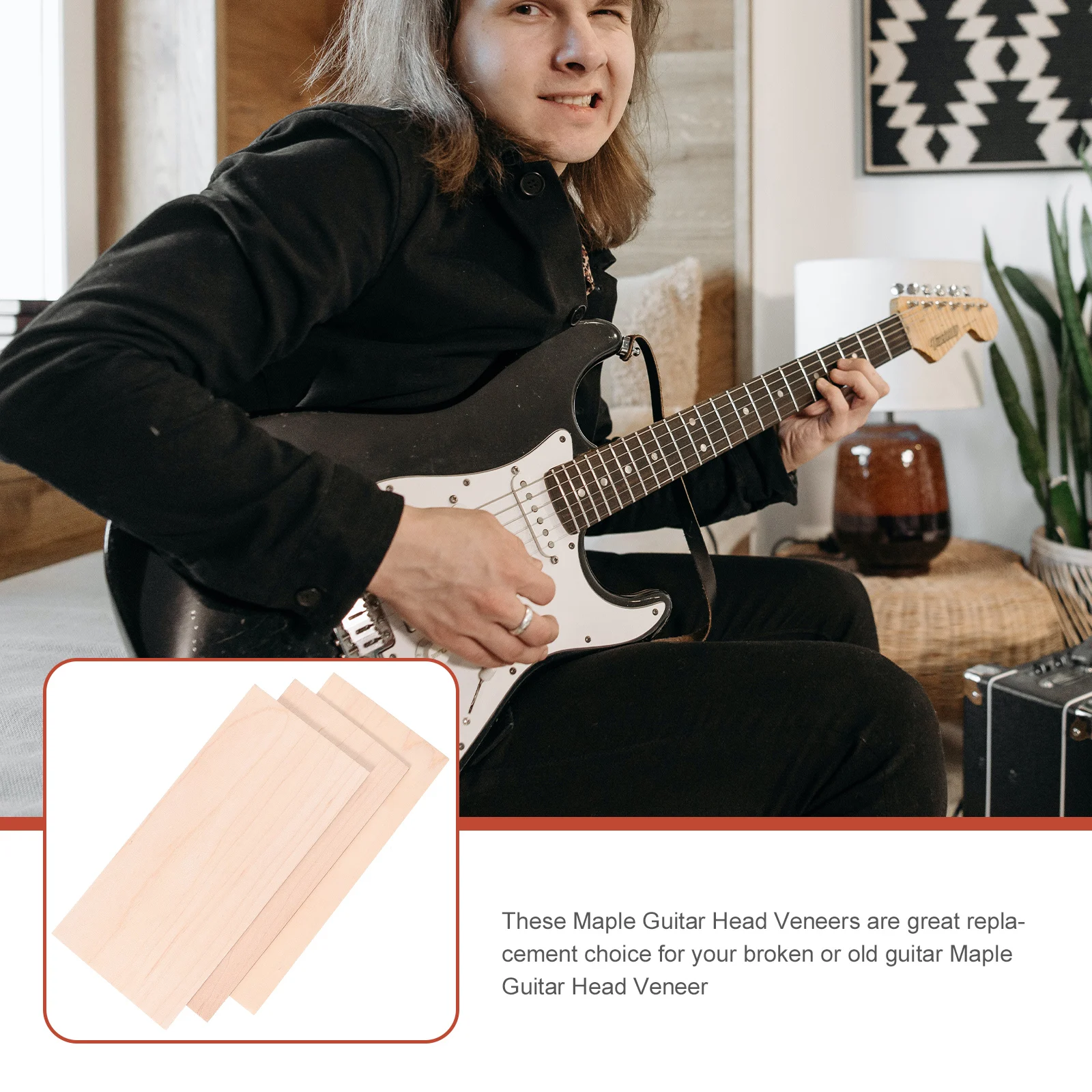 

3pcs Veneer Replacement Durable Lightweight Electric Guitar Parts Accessories Guitar Head Plate Luthiers Supplies