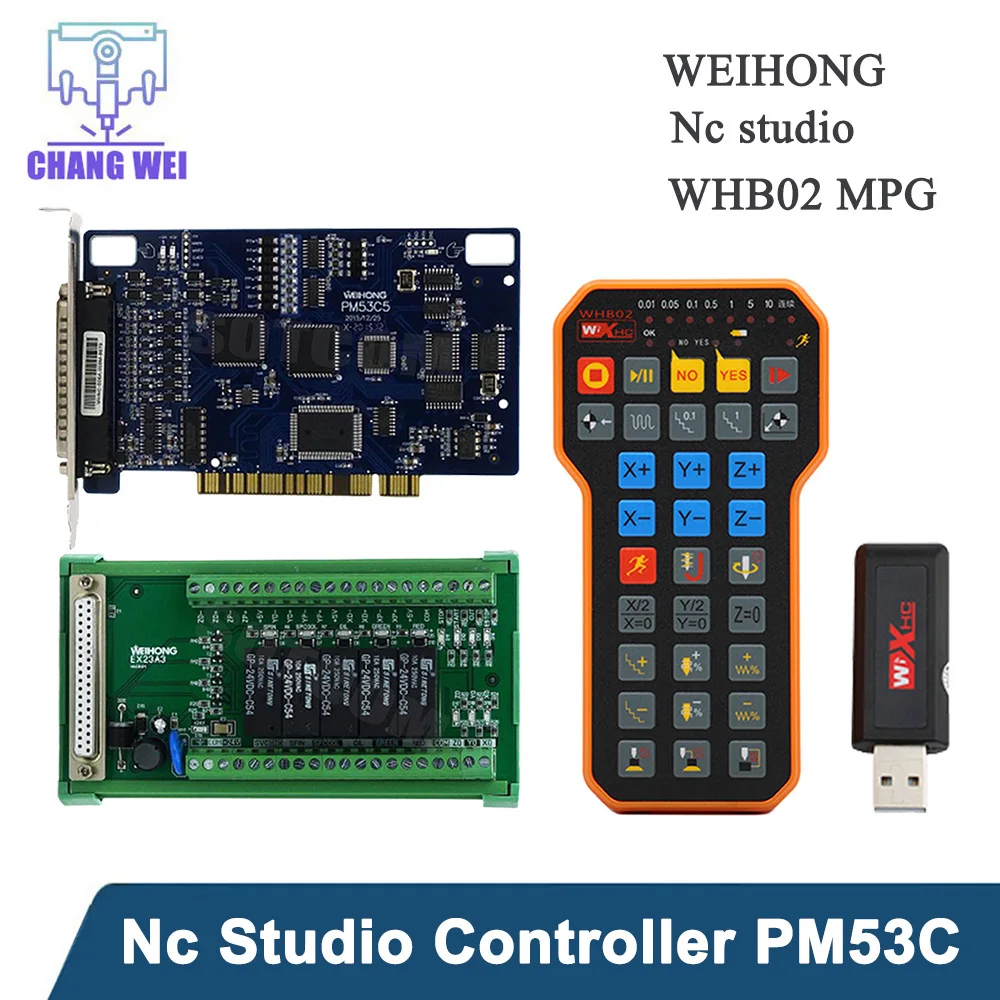 

CNC Pm53c Nc Studio 3-axis Controller V8 Compatible With Weihong Control System Usb Wireless Remote Control Xhc Whb02