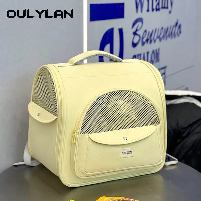 Oulylan Pet Cat Backpack Portable Outdoor Carrier Foldable Ventilated Design Cat Dog Backpack Carrier Bag Pet Supplies