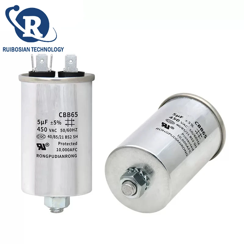 CBB65 air conditioner capacitor bottom with screw 5UF 10UF 15UF 20UF 25UF 30UF 35UF 40UF 50UF 60UF 70UF 80UF 100UF 450V screw