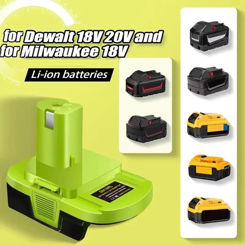 Converter Battery Adapter for Dewalt 20v  for Milwaukee 18V Llithium Battery Convert to for Ryobi Power Tools Drill DM18RL