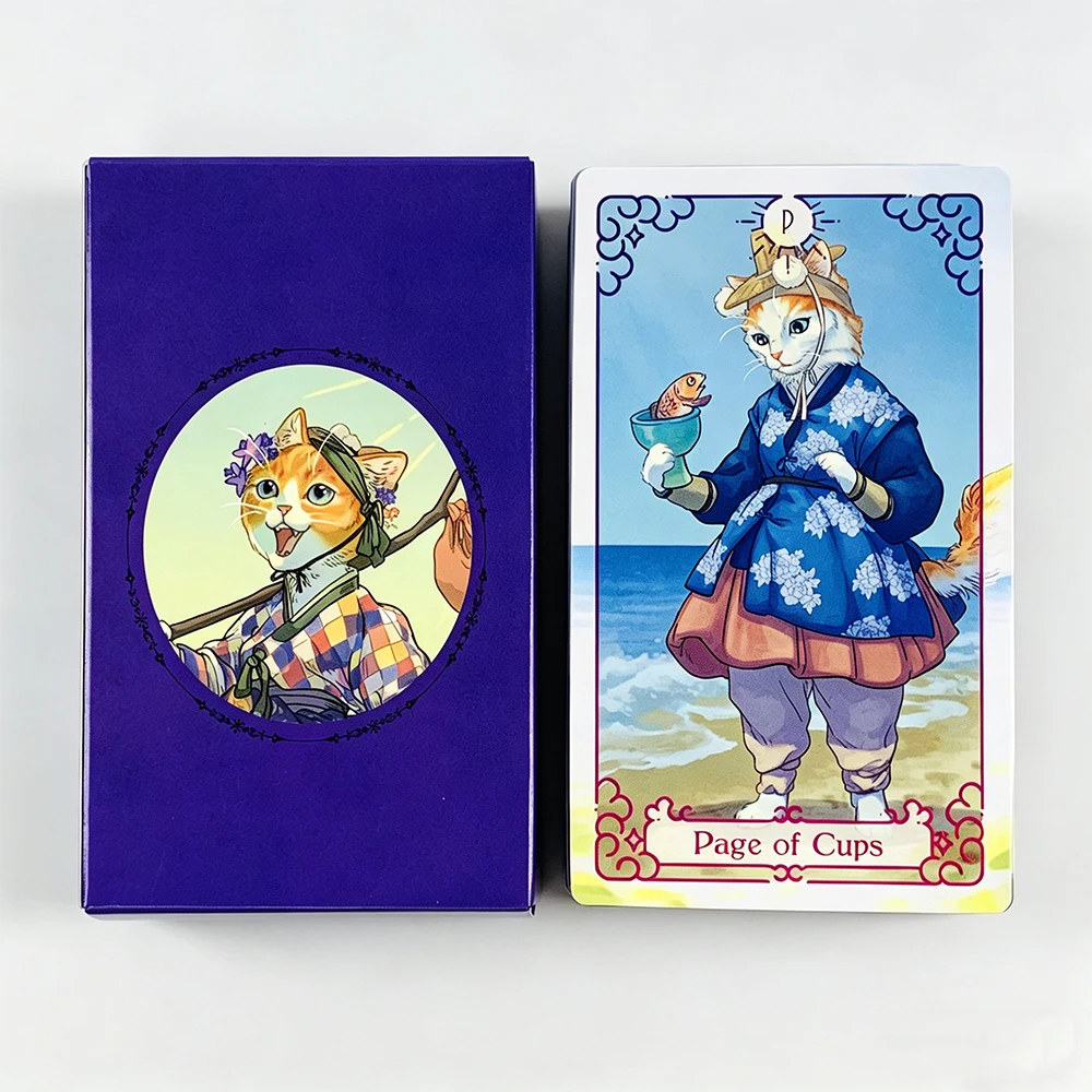 

12x7CM Tarot Cards Cat-Themed Board Game Party Games With Paper Guidebook For Beginners , Perfect For Divination & Gift Giving
