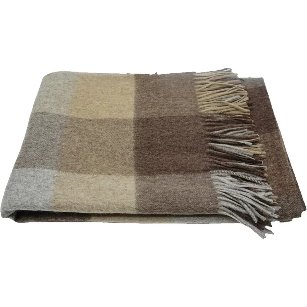 

Cashmere multicolor plaid household blanket with decorative tassels 100% pure cashmere super soft blanket for sofas and beds