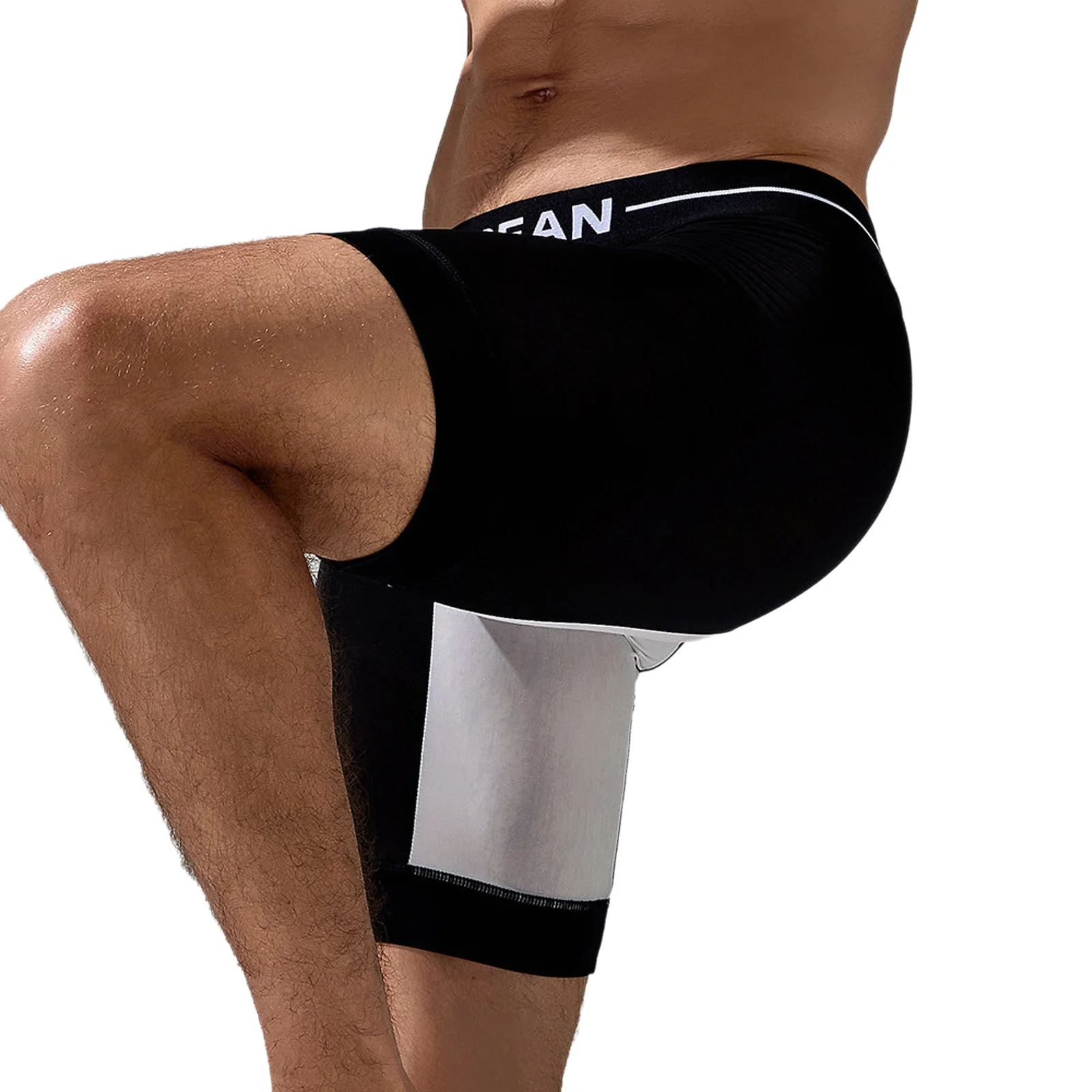 Men Color Block Boxer Shorts Letter Printed Elastic Waistband Stretchy Athletic Shorts Underwear for Running Workout Exercise