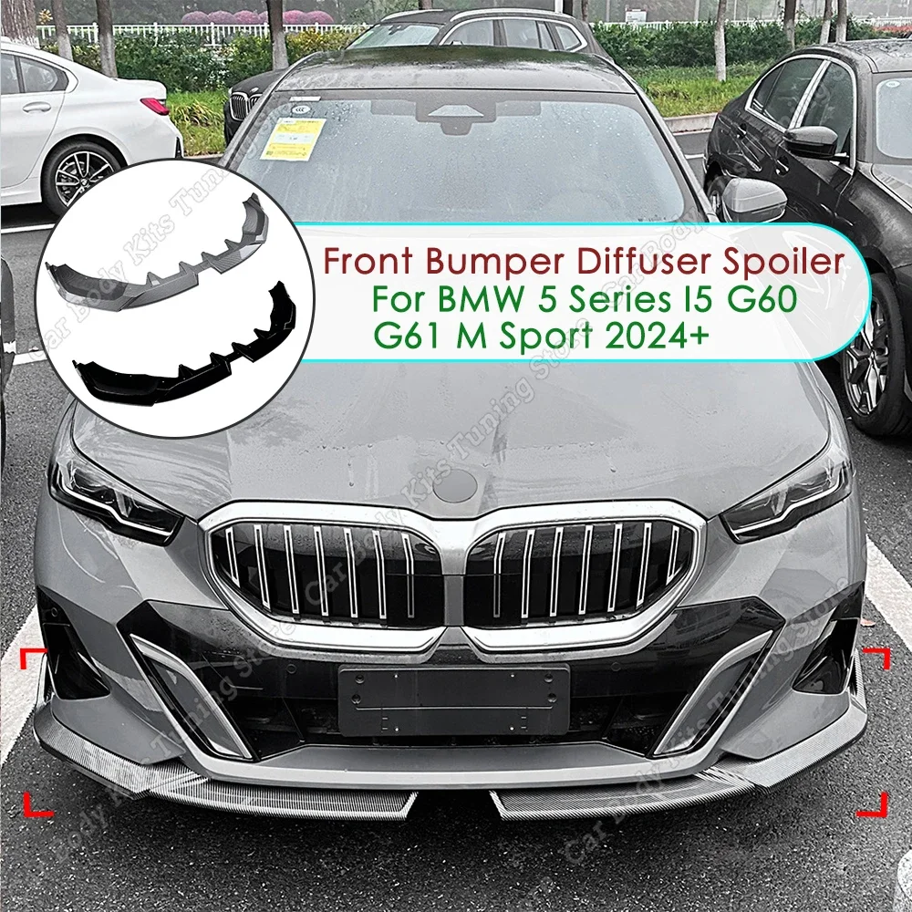 Front Bumper Lip Spoiler Diffuser Front Shovel Body Kit Accessories For BMW 5 Series G60 i5 M60 Sedan G61 Touring M Sport 2024+