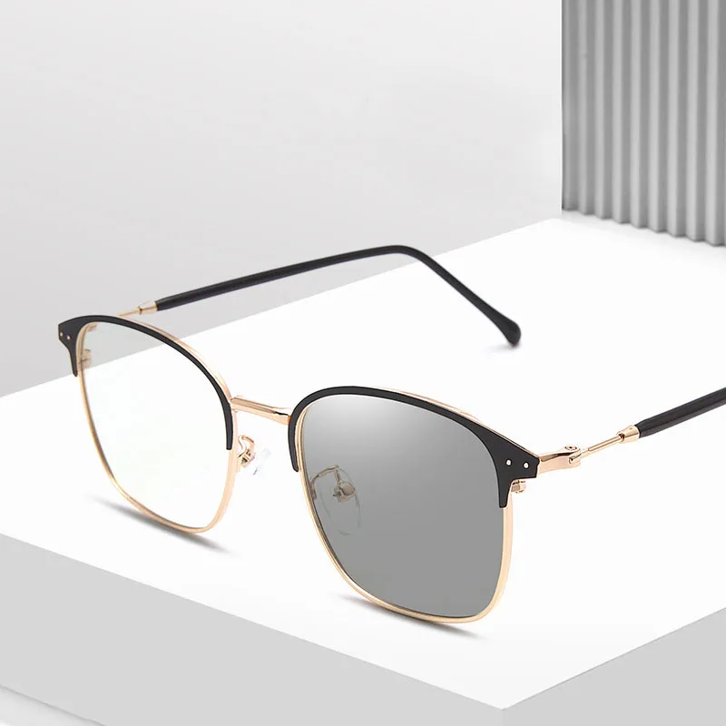 Photo chrome rahmenlose Brillen für Männer Mode Brille Anti-Strahlung Augen Sonnenbrille für Männer