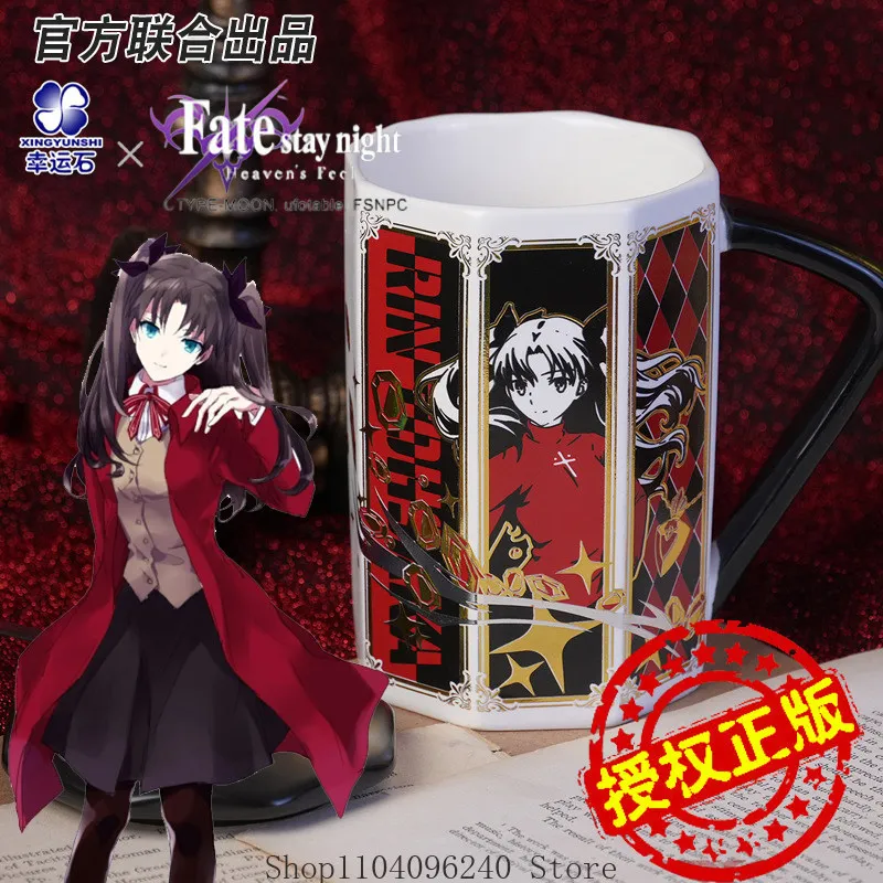 

Керамическая кружка Fate Rin Tohsaka в стиле аниме (Q-версия), мультяшная керамическая кружка, стакан для воды, подарок на Рождество
