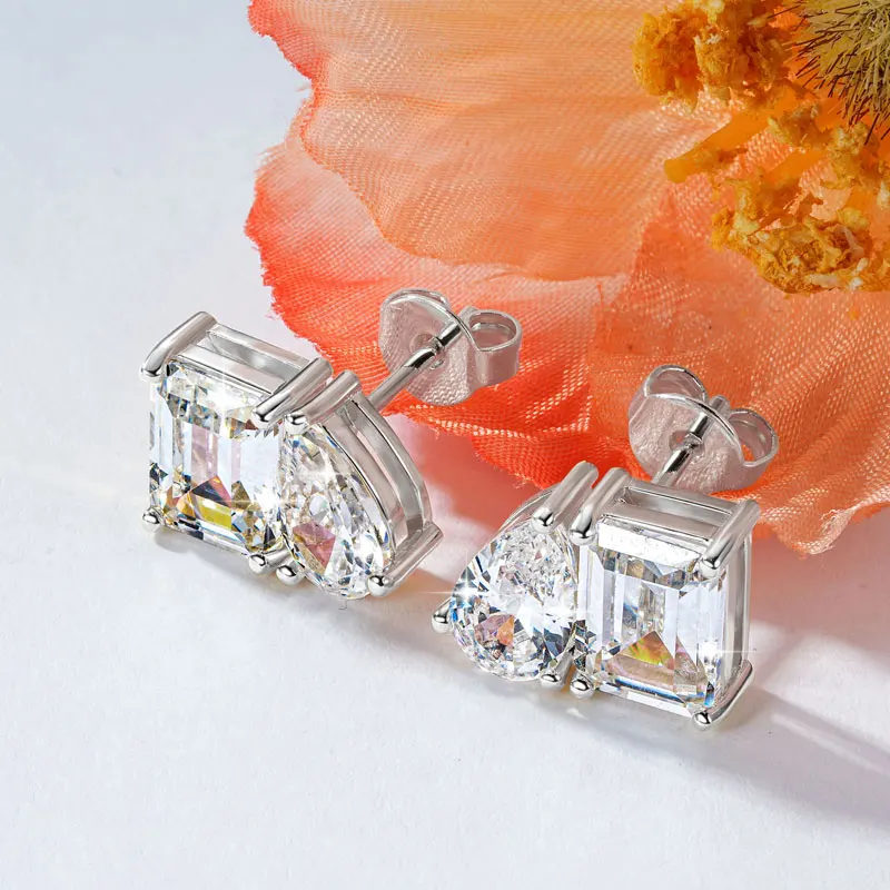 Anziw Neue 14K Goldfilled Smaragd- & Birnenförmige Zirkonia-Ohrstecker für Damen, zweiteilige Ohrstecker, Party- und Hochzeitsschmuck, Geschenk – Detail 2