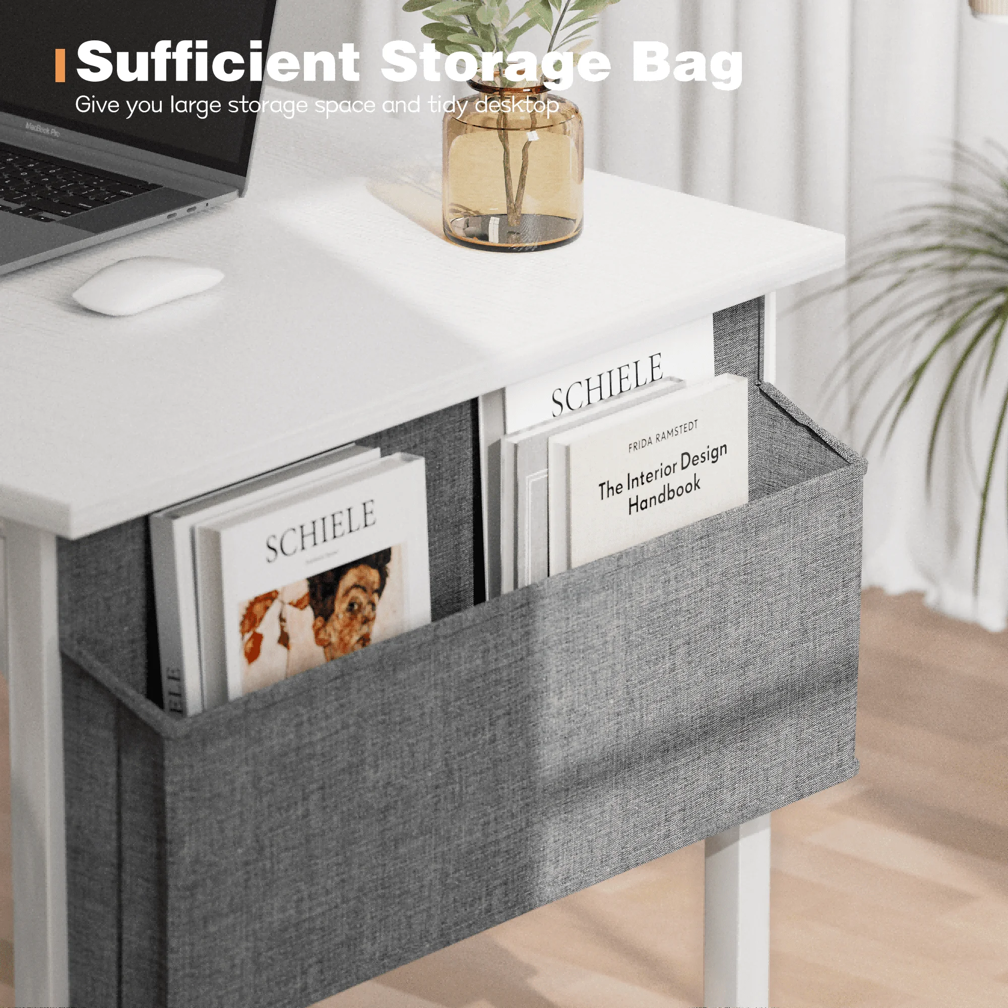 Computer Desk 40 Inch Small Office Desk Modern Writing Desk with Storage Bag Work Study Table with Headphone Hook for Home