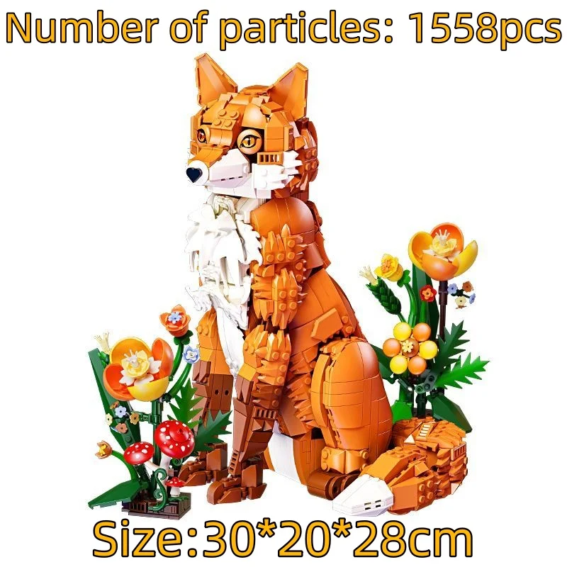 

Jungle Fox Puzzle Building Blocks for Assembly, Desktop Decorative Piece, Model Toy, Gift