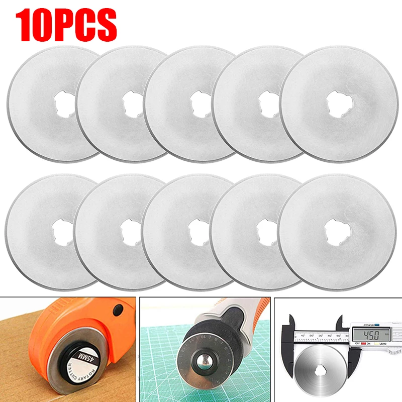 10pcs 28/45/60mm Rotary Cutter Blades Circular Cutting Patchwork Fabric Leather Refill Blades Replacement Sewing Quilting Tool