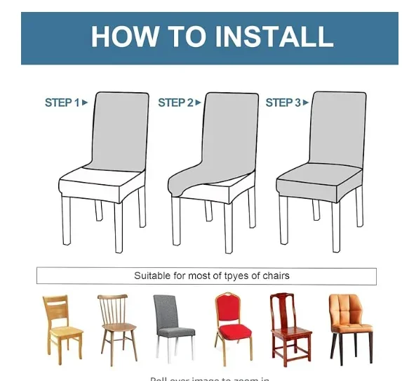 1/2/4/6Pcs Dining Chair Cover Print Elastic Chair Slipcover Case Stretch Chair Covers for Wedding Hotel Banquet