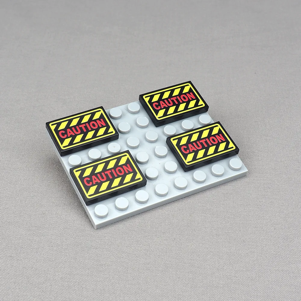 وحدات بناء جسيمات MOC للأطفال ، مطبوعة ، مشهد تحذير ، نمط تحذير ، حرف قرمزي ، طوب مطبوع ، هدية لعبة ، 100 ، 100 #2