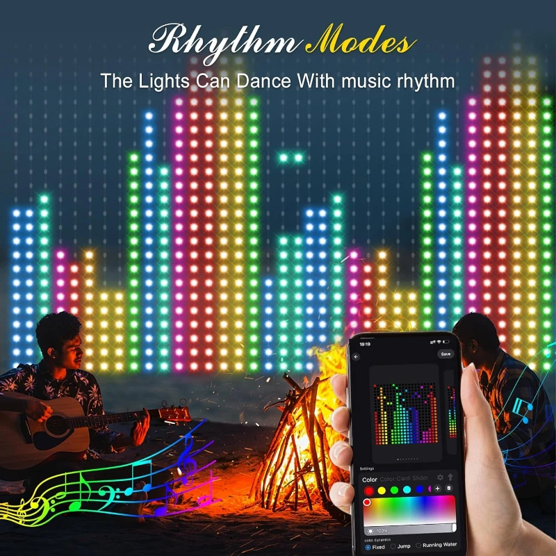 ไฟม่าน LED อัจฉริยะ 400 ดวง ควบคุมด้วยเสียงเพลง สร้างบรรยากาศ เหมาะสำหรับตกแต่งฉากหลังม่านในเทศกาลคริสต์มาส