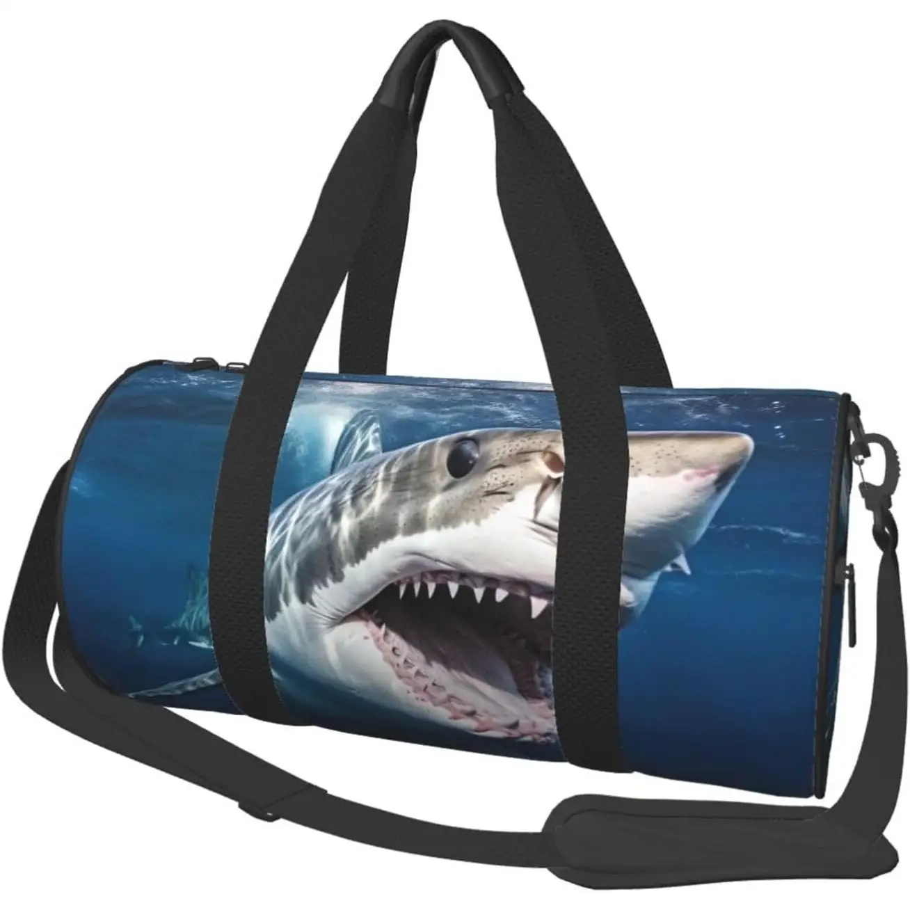 

Gym Bag Great white shark opens mouth Duffle Bag for Men Women Travel Bags swith Shoes Compartment Lightweight Overnight Bags