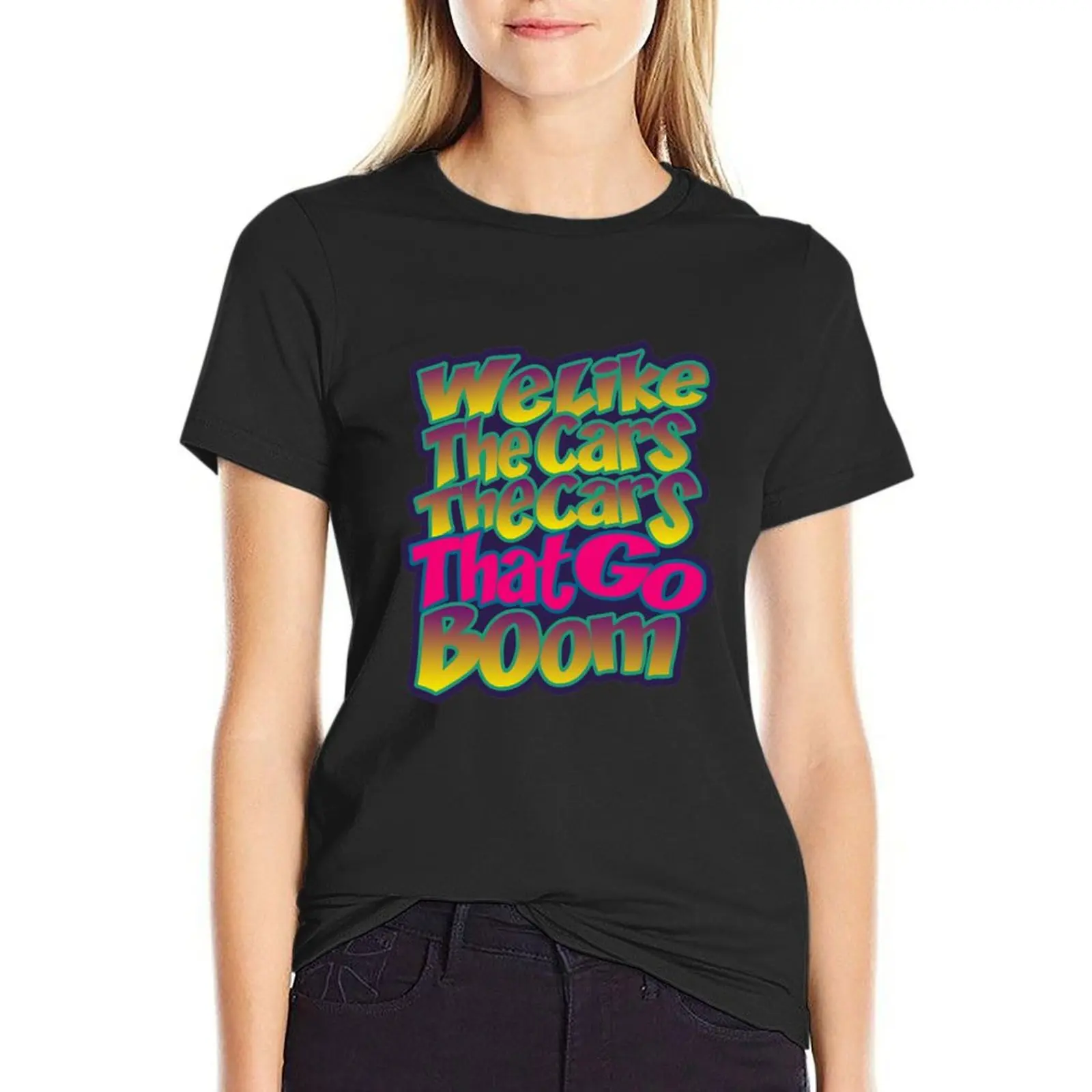 We Like The Cars That Cars That Go Boom L Trimm Tigra and Bunny T-Shirt graphics blacks t shirts for Womens