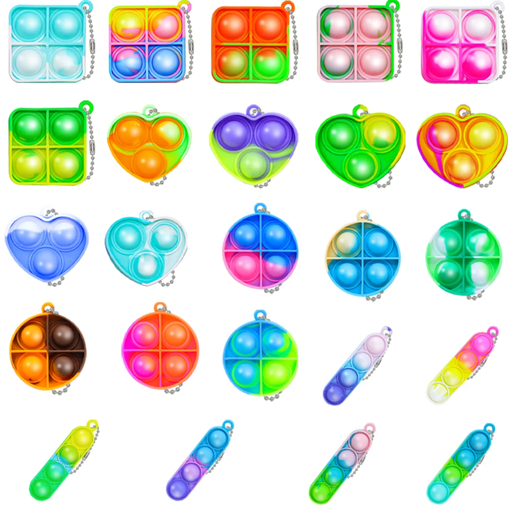 Mini Pop Fidget Keychain Stress Relief Toys for Kids Birthday Party Favors Classroom Prizes Goodie Bag Fillers Pinata Gift