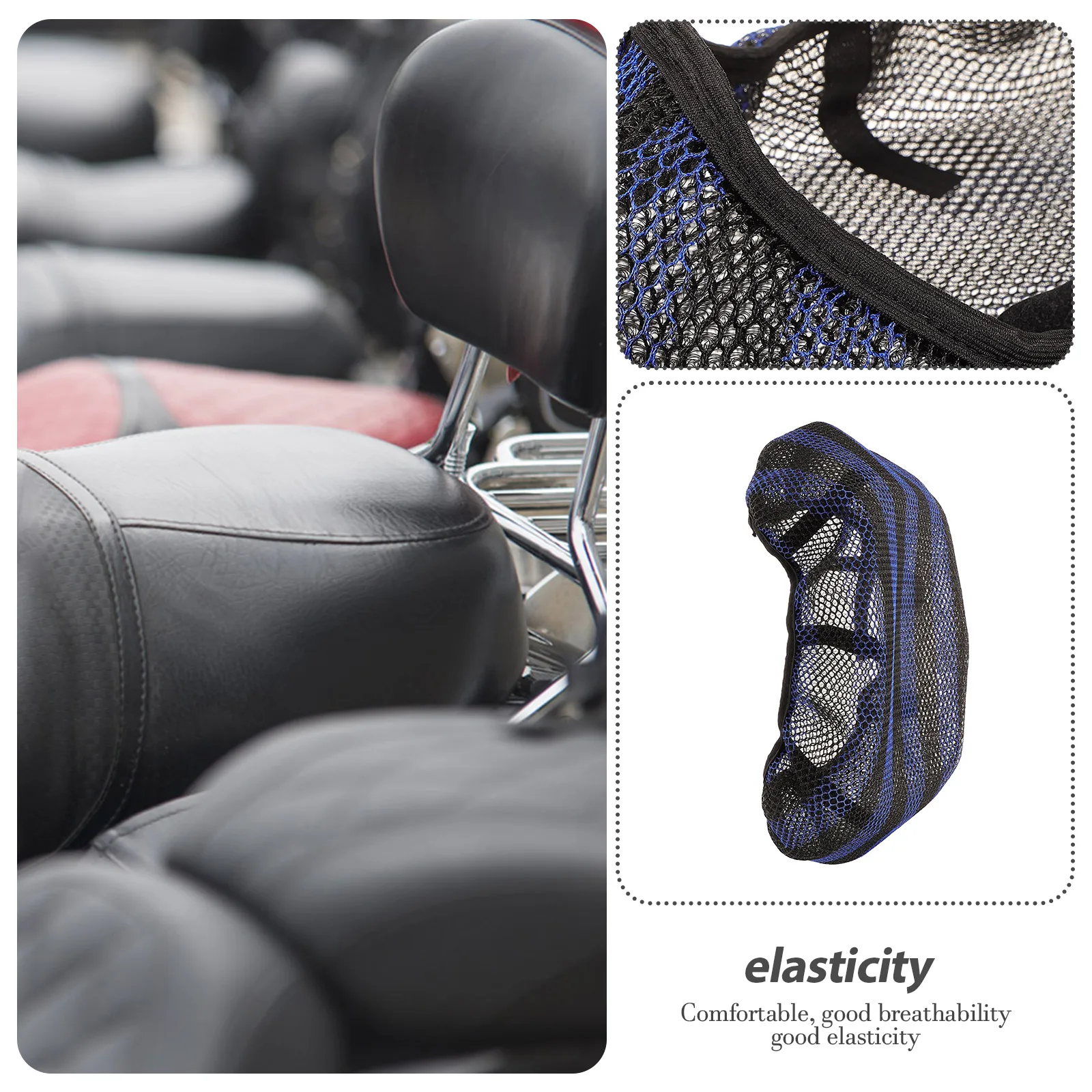 

Electric Scooter Seat Cushion Cover Motorcycle Accessories Breathable Non Slip Black Blue Striped Bike Pad Protector