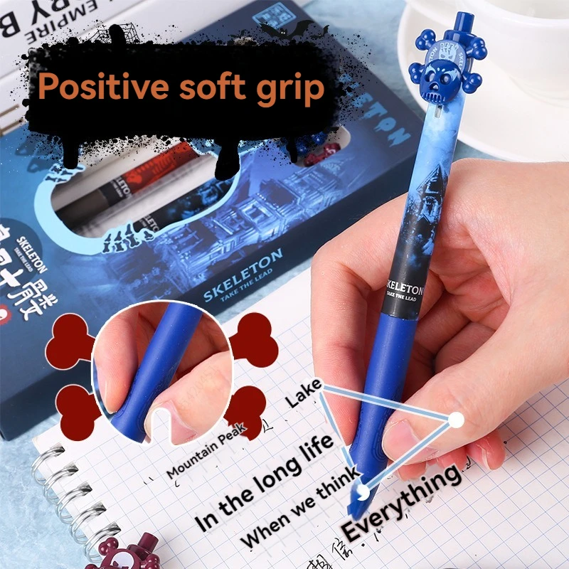 4 قطعة قلم الهالوين 0.5 مللي متر أقلام هلام قابلة للسحب الكتابة السلس الحبر الأسود لطيف امتحان دراسة أقلام مكتب القرطاسية العودة إلى المدرسة