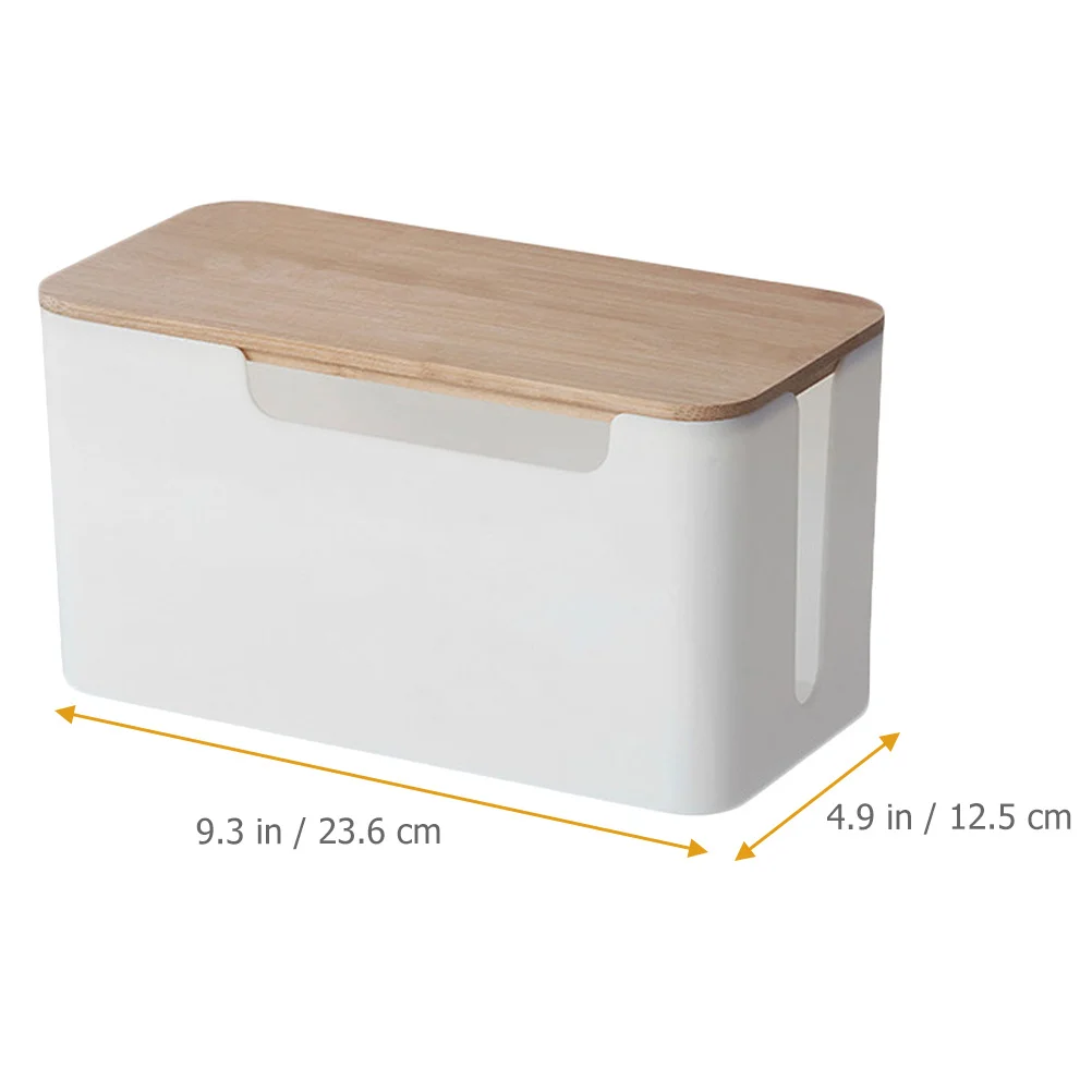 Router Cable Management Box Wooden Cover Cable Organizer Case Charging Cord Storage Box Outlet Protector for Home Office