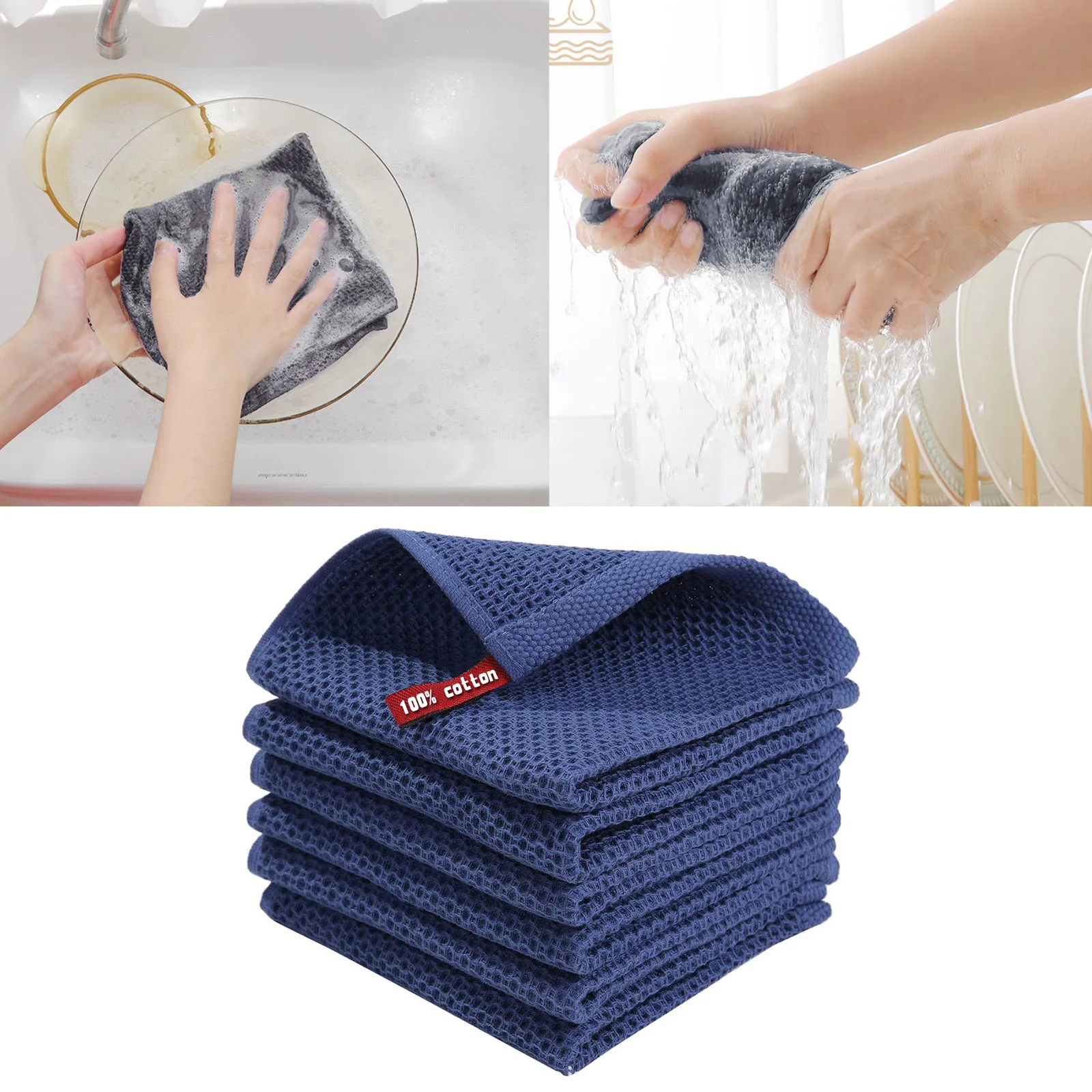 Cotton Towel Soft Absorbent Dishcloth Kitchen Dish Rags Honeycomb Breathable Face Wash Towel Household Cleaning Cloth Wash Cloth