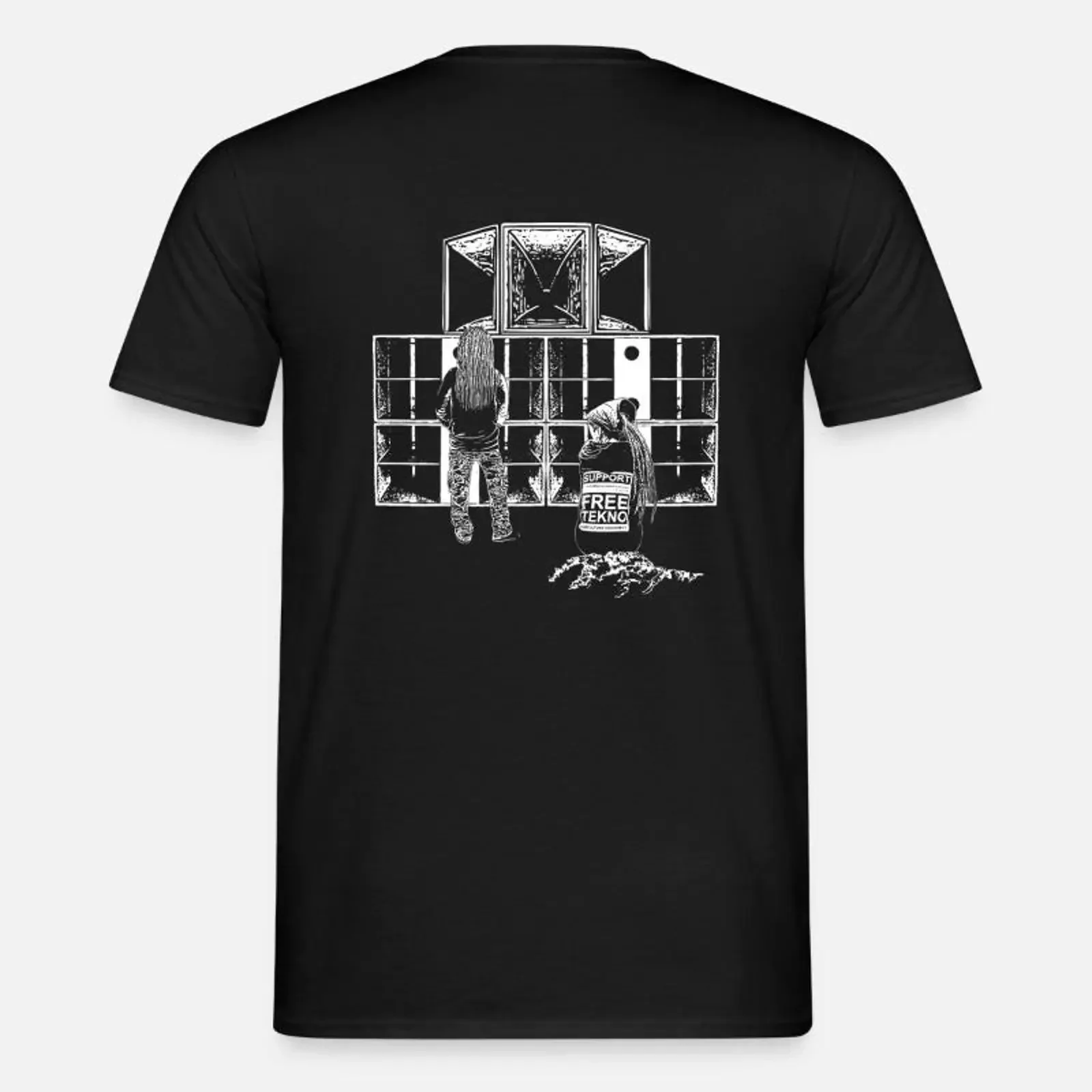 Support Free Tekno sound system Men's T Shirt black vintage Washed Stylish Casual Top For Everyday Wear Soft Breathable Unisex