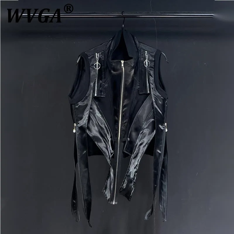 

WVGA Лето Новый Мужской Оригинальный Дизайн Высокая Уличная Мода Жилет Панк Ниша Свободные Шикарные Повседневные Топы Без Рукавов Лента Ins W8633