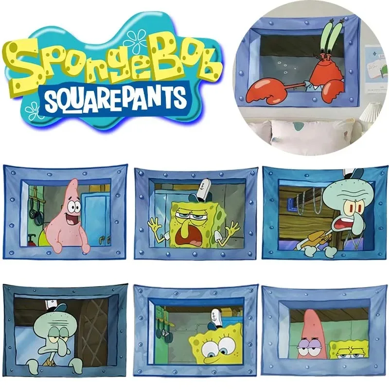 SpongeBob Patrick Star Kleiner Wandteppich für Männer und Frauen, Raumdekoration, Hintergrundtuch, dekorative Decke, Kindergeburtstagsgeschenke, neu
