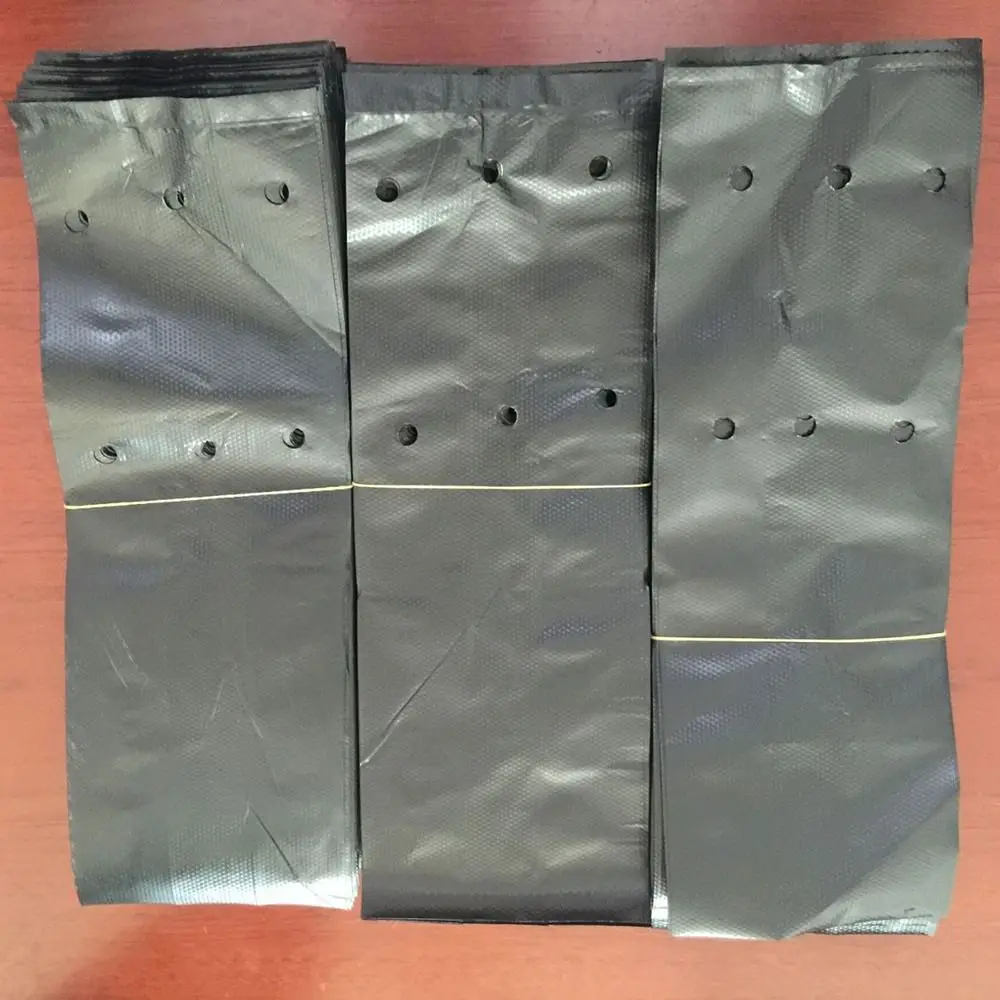 100Pcs Nursery Plants Cultivation Pot Planting Bag Thicken PE Plastic Plant Growth Bag with Breathable Hole Black Seedling Bag