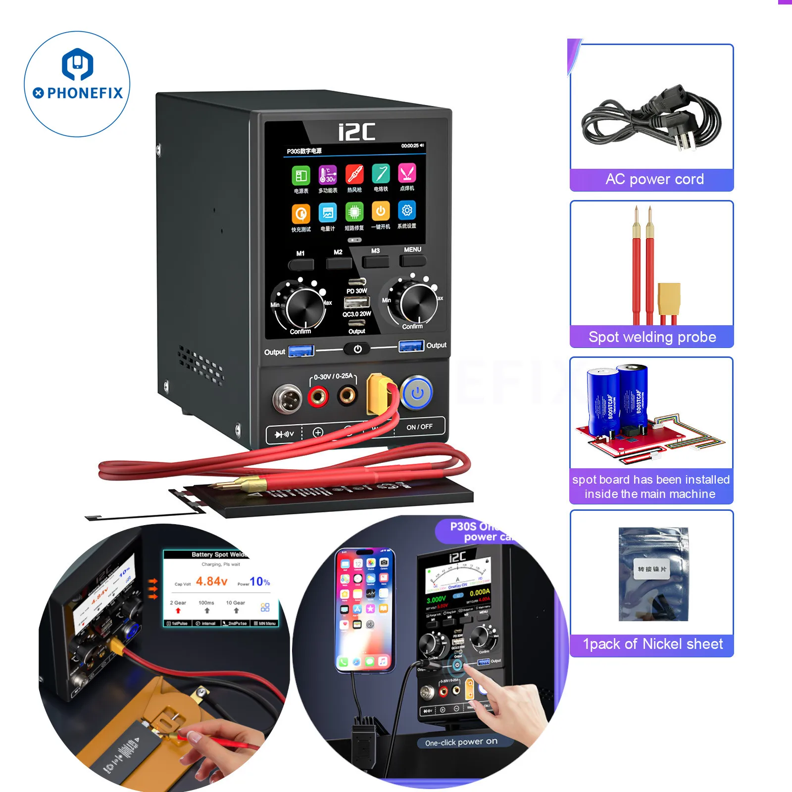 I2C P30S Popular 10-in-1 Digital Power Supply Soldering Station Compatible Handle 210 115 welding tips Mobile Phone Repair Tool