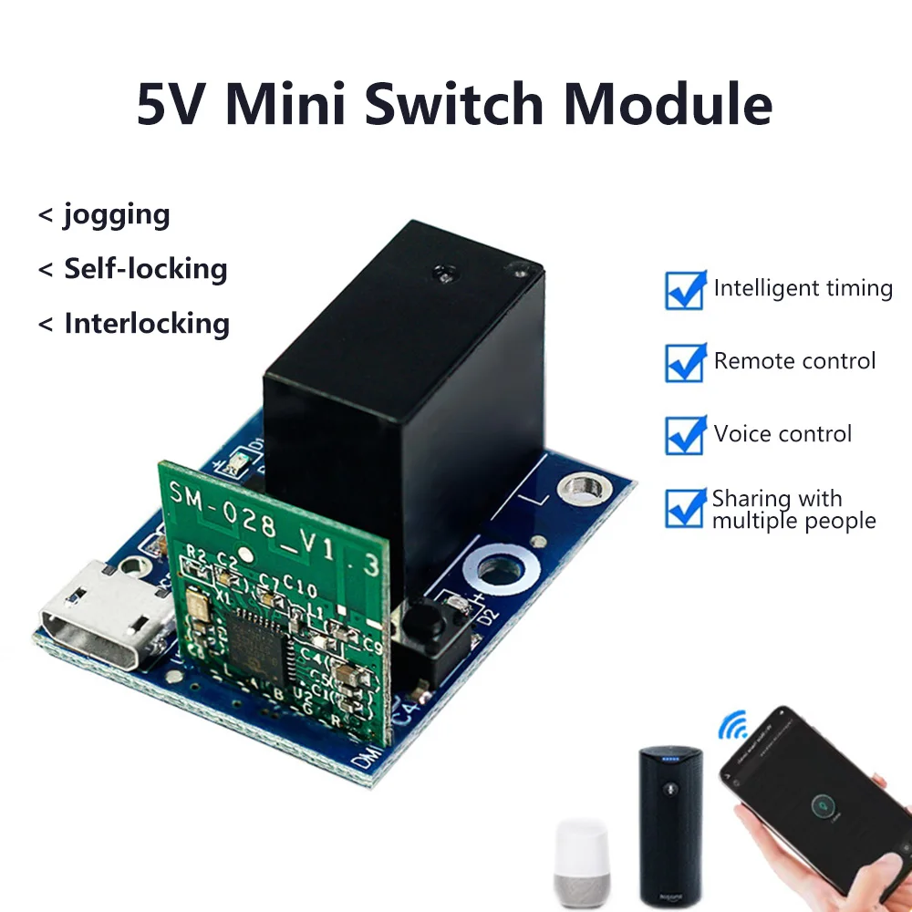 MiNi Smart WiFi Relay Smart Switch Module DC 5V 10A Smart Life APP Remote Control Timer Work Compatible With Alexa Google Home