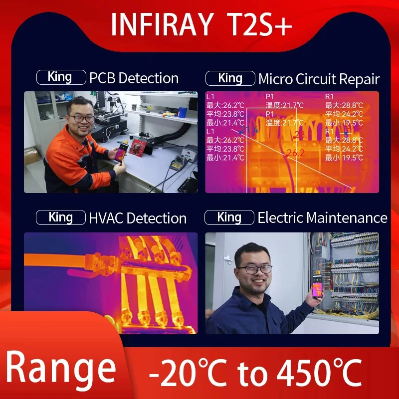 Imagem -04 - Infiray Imager Térmico T2l T2s Além Disso Pcb Circuito Fault Testing Ferramenta Termômetro Móvel Câmera Térmica para Android Tipo-c