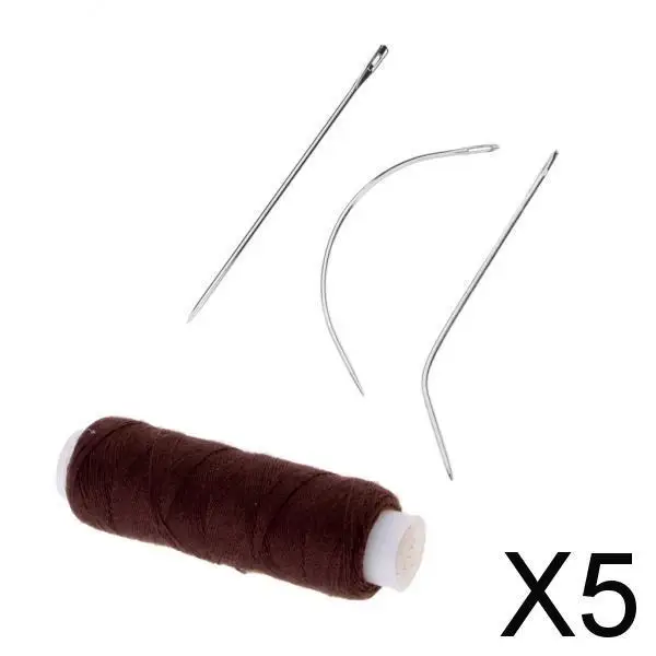 5xCotton Hair Track Trama Tejido Costura Decoración Hilo para Extensión de Cabello Marrón