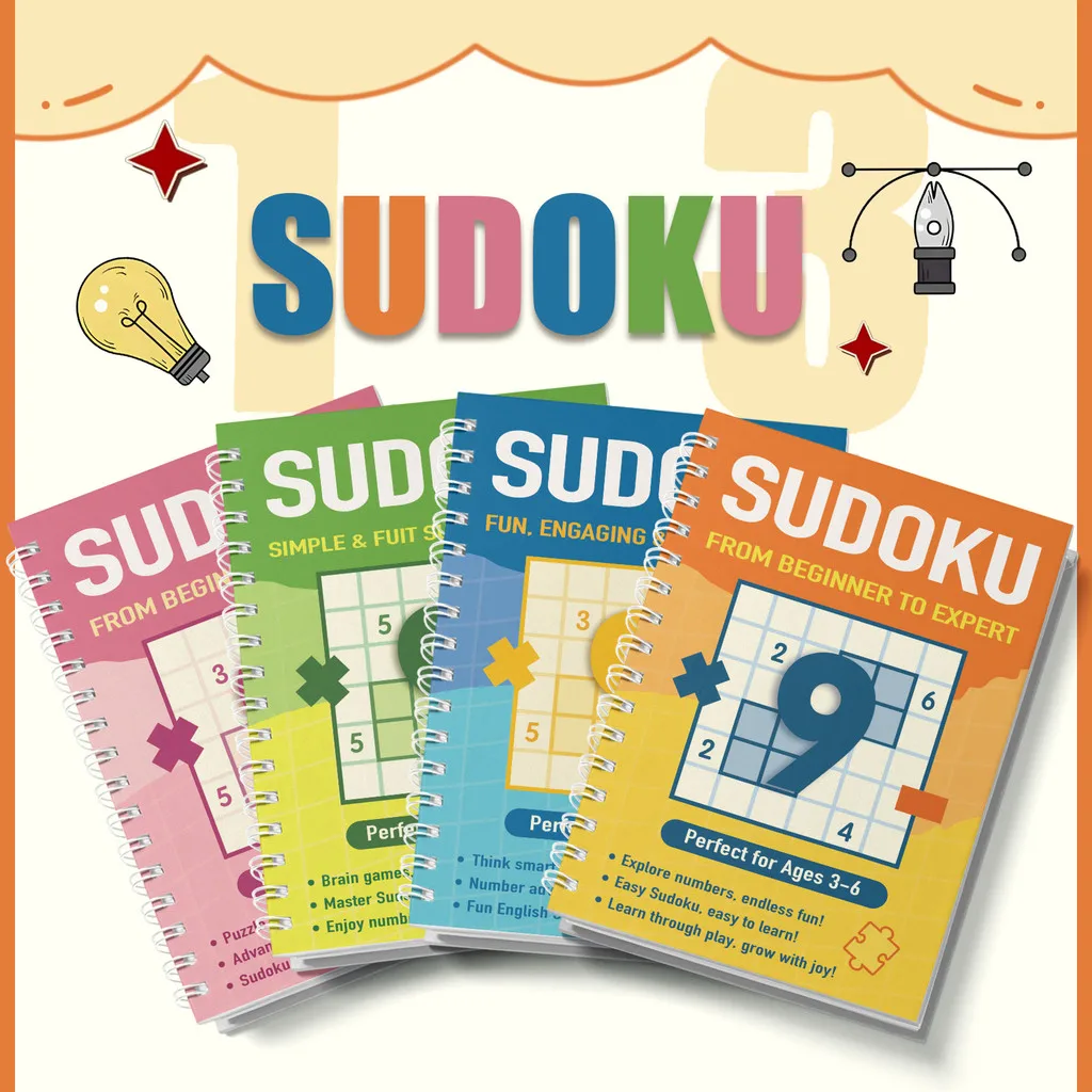 Children’s Sudoku,21th Edition 4-Book Progressive Set (Beginner→ Challenge) | Children’s Sudoku Puzzle Books