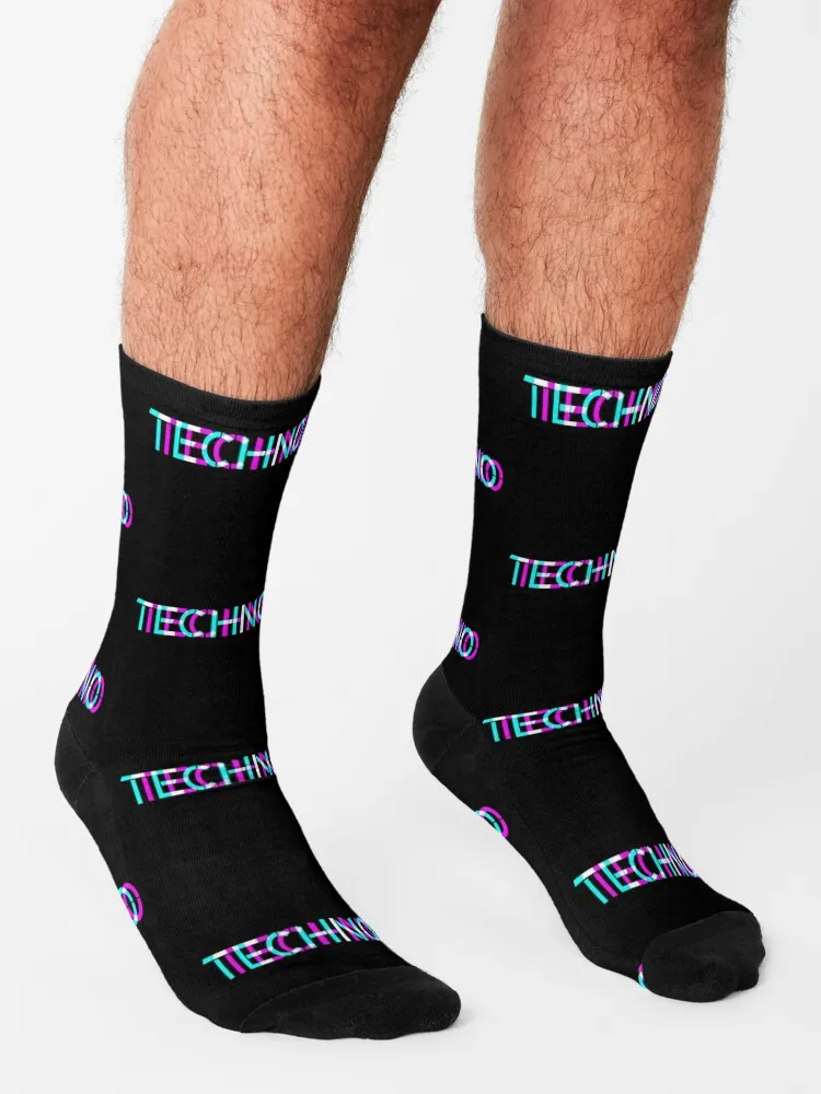 3D Look Loose Heating Sock para Homens e Mulheres, Techno Techno Music Socks, Muitas Meias