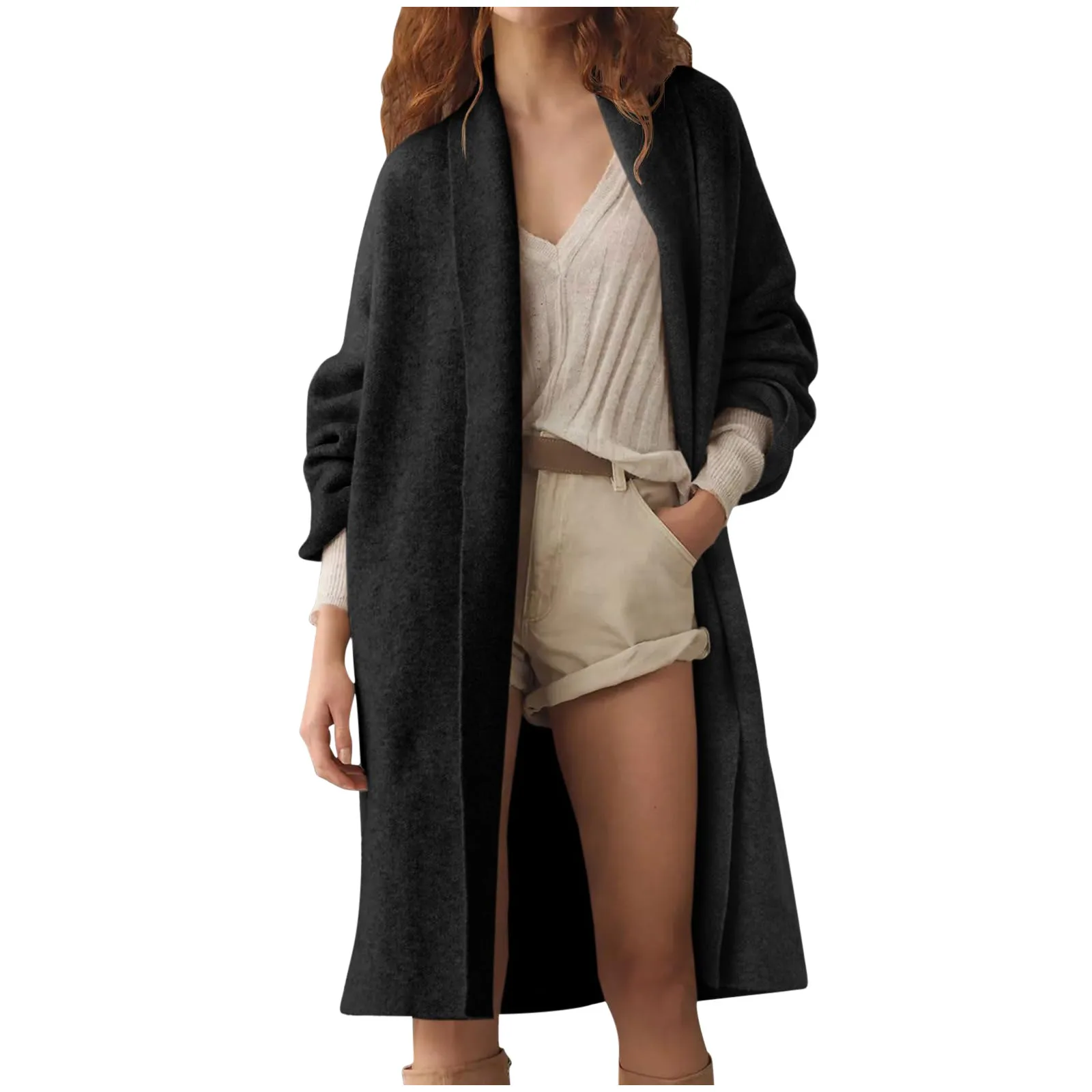 

Elegant Long Sleeveless Cardigan Sweater Coat for Women Autumn/Winter 2025