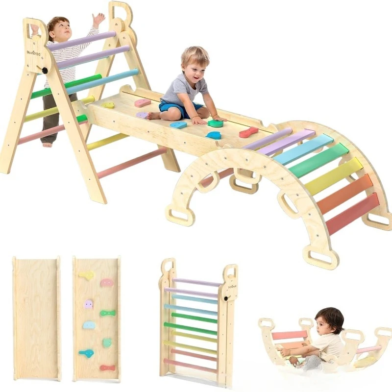 Foldable Wooden Indoor Children's Climbing Frame for Toddlers and Babies Physical Training Toy