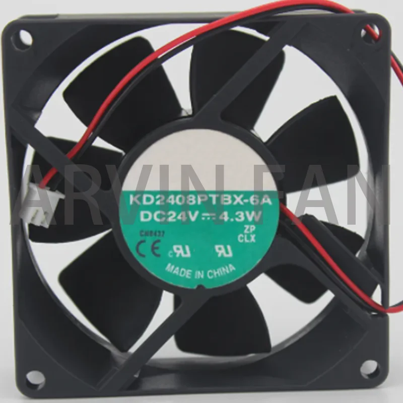 

New Authentic 8025 24V 4.3W 80mm Double Ball Inverter Cooling Fan KD2408PTBX-6A 80*80*25mm