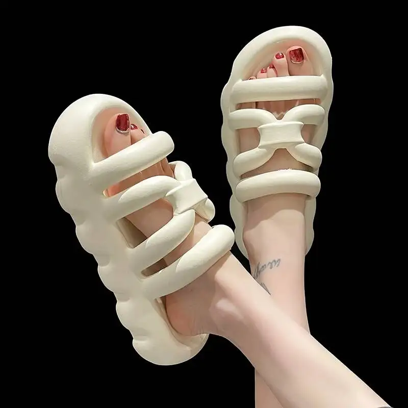 

2026 New Summer Cloud Cushion Ladies Slippers Hollow Out Thick Sole Non Slip Indoor Home Bathroom Shower Casual Outdoor Slides