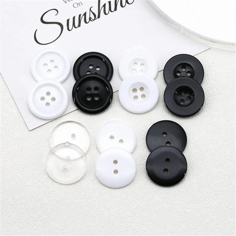 Transparent Small Suit Pad Button Bread Round Resin Sewing Buttons Black White Plastic Buttons For Dolls Diy Scrapbooking