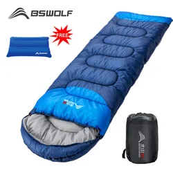 Bswolf saco de dormir para acampamento, ultraleve, à prova d'água, 4 estações, envelope quente, mochila, sacos de dormir para viagens ao ar livre, caminhadas