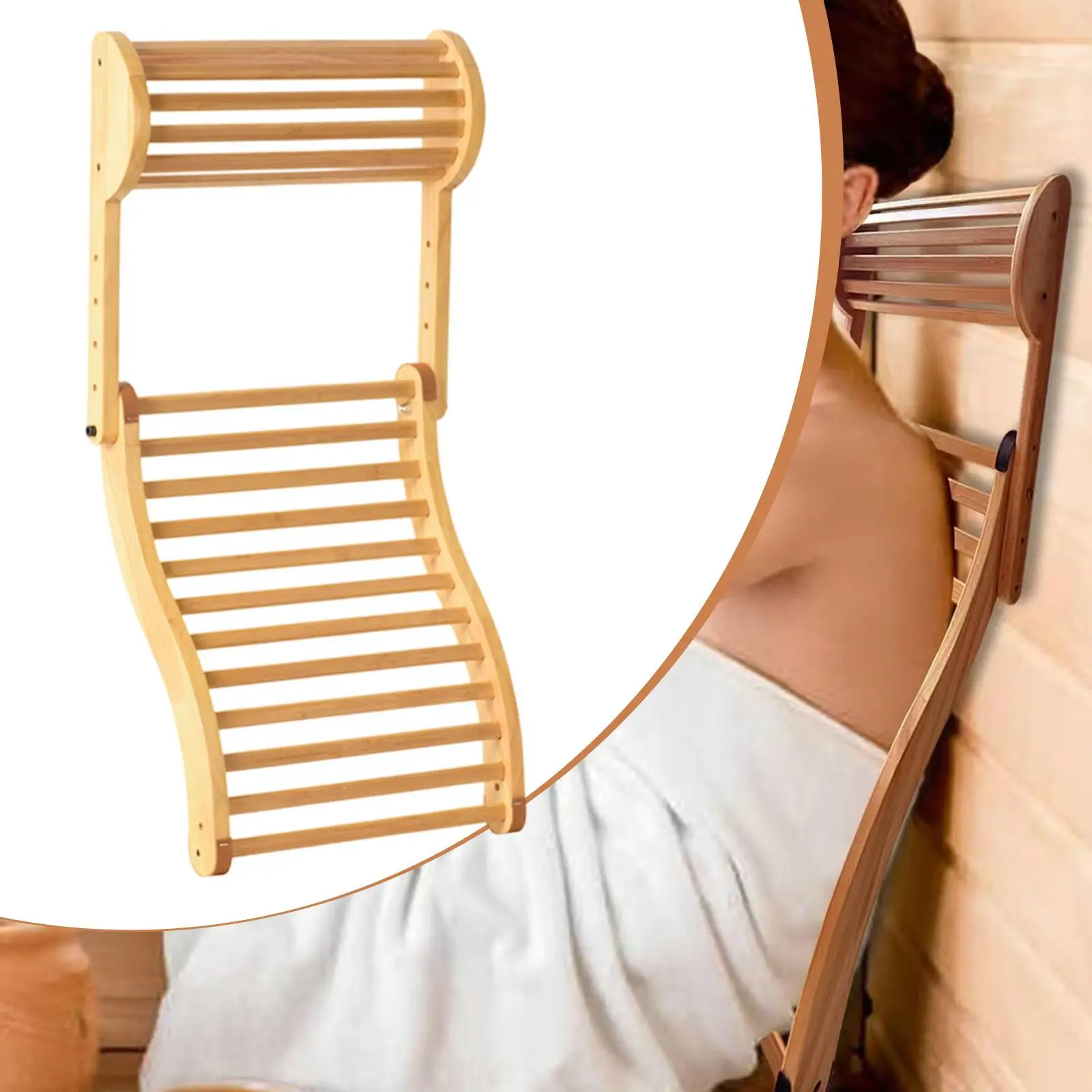 Wooden Sauna Backrest Practical S Shaped Accessory Comfortable Foldable Pillow for Bathing Lounging SPA Women Men Meditation