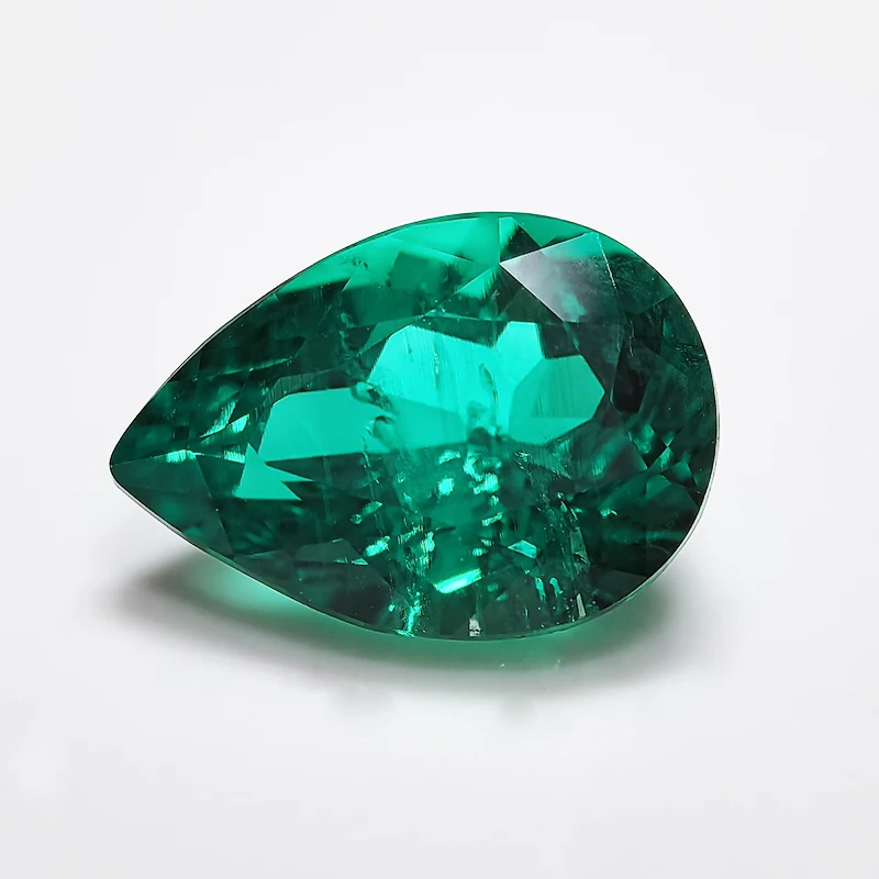 Lab Grown Emerald Gemstone Pear Cut Top Quality With AGL Certificate for Jewelry Making